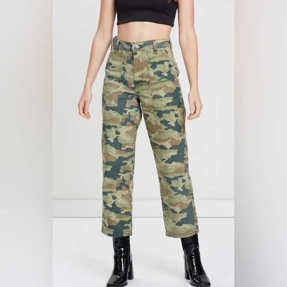 We The Free People Remy Camo Cropped Pants Women 28 Multi Straight Leg - Picture 5 of 14